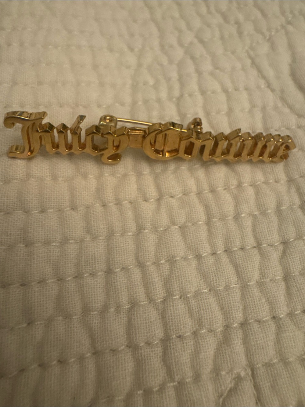 Juicy Couture Gold Script Logo Brooch Pin